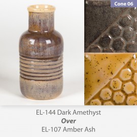 Dark Amethyst EL144 over Amber Ash EL107 Glaze Combination Dark Amethyst EL144 over Amber Ash EL107 Glaze Combination